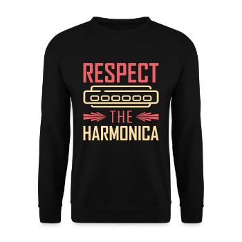 Mundharmonika Respect The Harmonica - Unisex Pullover - Schwarz - Vorne - Alina (178cm) & Michal (187cm)