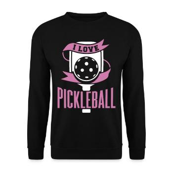 Men's Pickleball Sports Funny Pickleball Design - Unisex Sweatshirt - black - Front - Alina (178cm) & Michal (187cm)