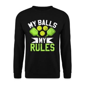 Men's Pickleball Sports Funny Pickleball Design - Unisex Sweatshirt - black - Front - Alina (178cm) & Michal (187cm)