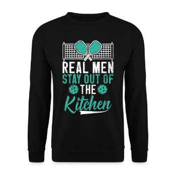 Men's Pickleball Sports Funny Pickleball Design - Unisex Sweatshirt - black - Front - Alina (178cm) & Michal (187cm)