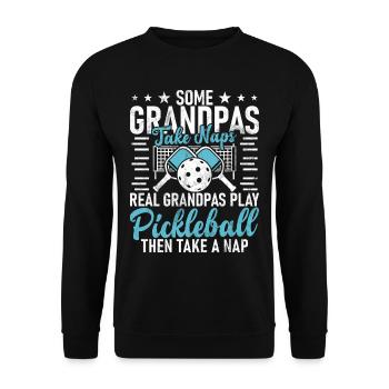 Men's Pickleball Sports Funny Pickleball Design - Unisex Sweatshirt - black - Front - Alina (178cm) & Michal (187cm)