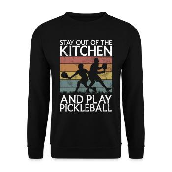 Men's Pickleball Sports Funny Pickleball Design - Unisex Sweatshirt - black - Front - Alina (178cm) & Michal (187cm)