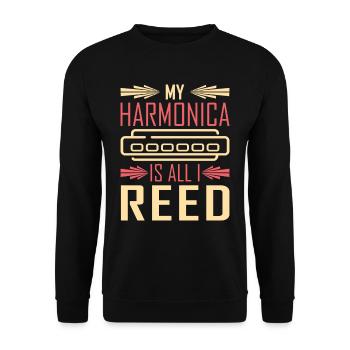 Mundharmonika My Harmonica Is All I Reed - Unisex Pullover - Schwarz - Vorne - Alina (178cm) & Michal (187cm)