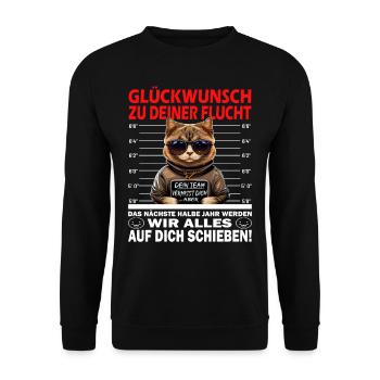 Glückwunsch zur Flucht - Jobwechsel - Unisex Pullover - Schwarz - Vorne - Alina (178cm) & Michal (187cm)