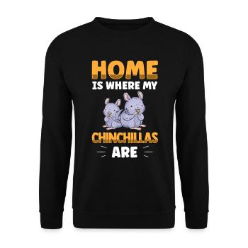 Home is where my chinchilla is rodent - Unisex Sweatshirt - black - Front - Alina (178cm) & Michal (187cm)
