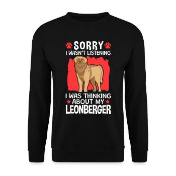Ich habe an meinen Leonberger gedacht Leonberger - Unisex Pullover - Schwarz - Vorne - Alina (178cm) & Michal (187cm)