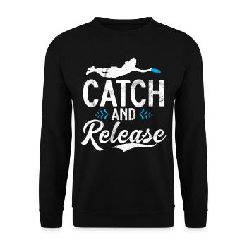 Lustiges Disc Golf & Ultimate Frisbee Spieler - Unisex Pullover - Schwarz - Vorne - Alina (178cm) & Michal (187cm)