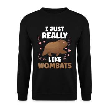 Ich mag einfach Wombats Beuteltier Wombat - Unisex Pullover - Schwarz - Vorne - Alina (178cm) & Michal (187cm)