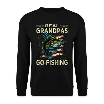 Real Grandpas Go Fishing - Unisex Pullover - Schwarz - Vorne - Alina (178cm) & Michal (187cm)