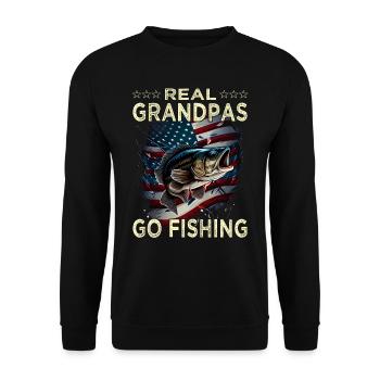 Real Grandpas Go Fishing - Unisex Pullover - Schwarz - Vorne - Alina (178cm) & Michal (187cm)
