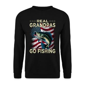 Real Grandpas Go Fishing - Unisex Pullover - Schwarz - Vorne - Alina (178cm) & Michal (187cm)