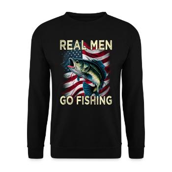 Real Men Go Fishing - Unisex Pullover - Schwarz - Vorne - Alina (178cm) & Michal (187cm)