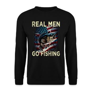 Real Men Go Fishing - Unisex Pullover - Schwarz - Vorne - Alina (178cm) & Michal (187cm)