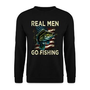 Real Men Go Fishing - Unisex Pullover - Schwarz - Vorne - Alina (178cm) & Michal (187cm)