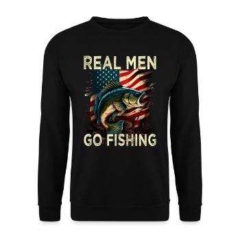Real Men Go Fishing - Unisex Pullover - Schwarz - Vorne - Alina (178cm) & Michal (187cm)