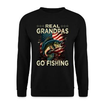 Real Grandpas Go Fishing - Unisex Pullover - Schwarz - Vorne - Alina (178cm) & Michal (187cm)