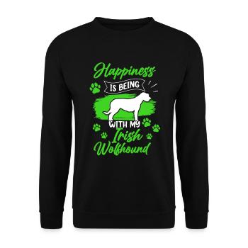 Irish Wolfhound rend Ireland Greyhound heureux - Sweat-shirt Unisexe - noir - Devant - Alina (178cm) & Michal (187cm)