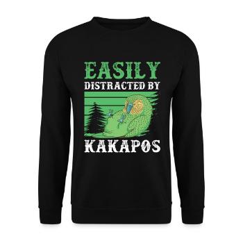 Kakapo abgelenkt durch flugunfähiger Kakapo - Unisex Pullover - Schwarz - Vorne - Alina (178cm) & Michal (187cm)