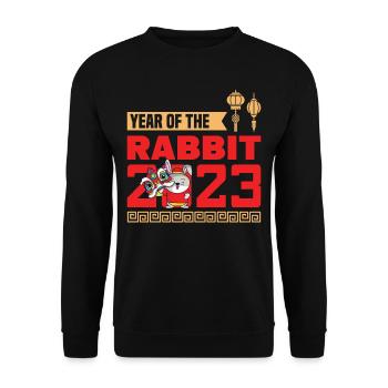 Year of the Rabbit 2023 - Unisex Sweatshirt - black - Front - Alina (178cm) & Michal (187cm)