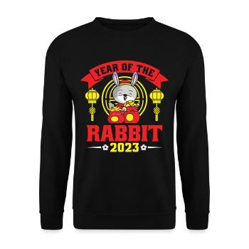 Year of the Rabbit 2023 - Unisex Sweatshirt - black - Front - Alina (178cm) & Michal (187cm)