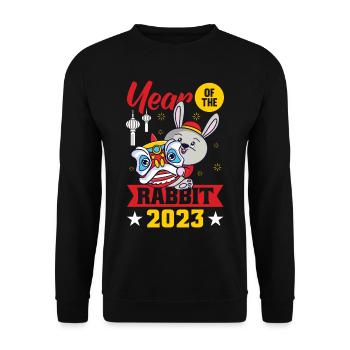 Year of the Rabbit 2023 - Unisex Sweatshirt - black - Front - Alina (178cm) & Michal (187cm)