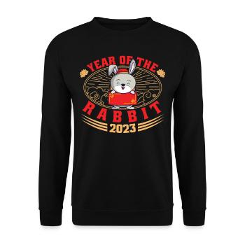 Year of the Rabbit 2023 - Unisex Sweatshirt - black - Front - Alina (178cm) & Michal (187cm)