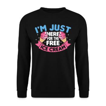 Ich Bin Nur Wegen Des Kostenlosen Eises - Unisex Pullover - Schwarz - Vorne - Alina (178cm) & Michal (187cm)