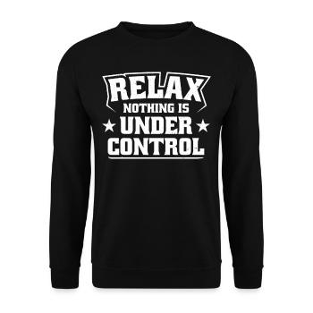 Entspannen Sie Sich, Nichts Ist Unter - Unisex Pullover - Schwarz - Vorne - Alina (178cm) & Michal (187cm)