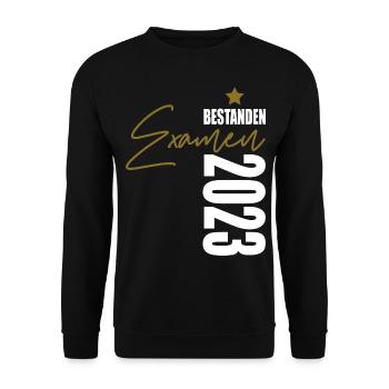 Examen 2023 bestanden - Unisex Pullover - Schwarz - Vorne - Alina (178cm) & Michal (187cm)