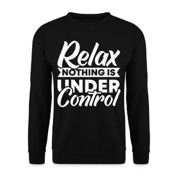 Entspannen Sie Sich, Nichts Ist Unter - Unisex Pullover - Schwarz - Vorne - Alina (178cm) & Michal (187cm)