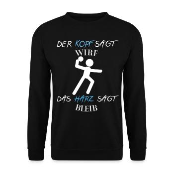 Handball Harz Wirf Spruch - Unisex Pullover - Schwarz - Vorne - Alina (178cm) & Michal (187cm)