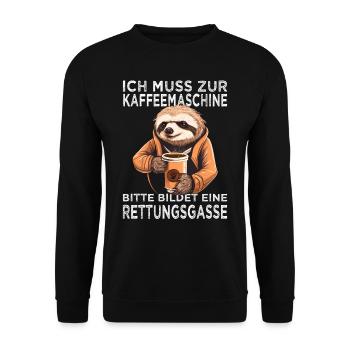 Morgenmuffel & Kaffee Sprüche für Arbeitskollegen - Unisex Pullover - Schwarz - Vorne - Alina (178cm) & Michal (187cm)