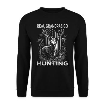 Real Grandpas go Hunting - Hunter - Unisex Sweatshirt - black - Front - Alina (178cm) & Michal (187cm)