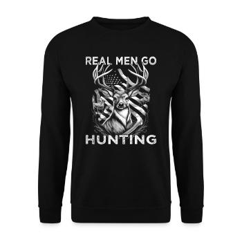 Real Men go Hunting - Hunter - Unisex Sweatshirt - black - Front - Alina (178cm) & Michal (187cm)