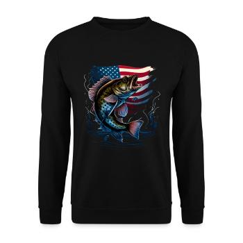 Angeler & amerikanische Flagge - Angeln - Unisex Pullover - Schwarz - Vorne - Alina (178cm) & Michal (187cm)