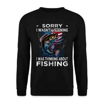 Angeler & amerikanische Flagge - Angeln - Unisex Pullover - Schwarz - Vorne - Alina (178cm) & Michal (187cm)