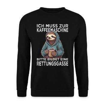 Morgenmuffel & Kaffee Sprüche für Arbeitskollegen - Unisex Pullover - Schwarz - Vorne - Alina (178cm) & Michal (187cm)