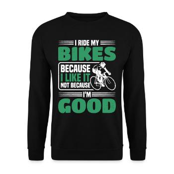 Je fais du vélo parce que ça me donne - Sweat-shirt Unisexe - noir - Devant - Alina (178cm) & Michal (187cm)