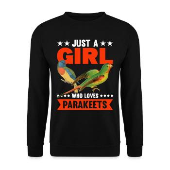 Nur Ein Mädchen, Das Sittiche Liebt - Unisex Pullover - Schwarz - Vorne - Alina (178cm) & Michal (187cm)