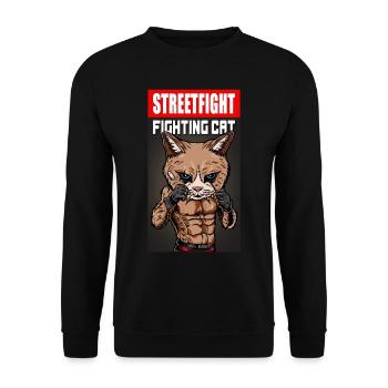 Coole kämpfende Katze Kampfsport Geschenk - Unisex Pullover - Schwarz - Vorne - Alina (178cm) & Michal (187cm)
