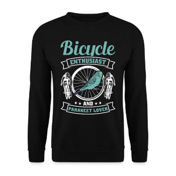 Passionné de vélo et amoureux des perruches - Sweat-shirt Unisexe - noir - Devant - Alina (178cm) & Michal (187cm)