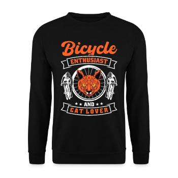 Passionné de vélo et amoureux des chats - Sweat-shirt Unisexe - noir - Devant - Alina (178cm) & Michal (187cm)