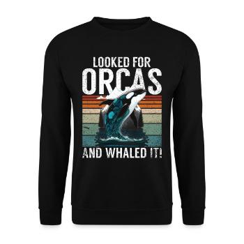 Killerwal Schwertwal Wale beobachten Orca Wal - Unisex Pullover - Schwarz - Vorne - Alina (178cm) & Michal (187cm)