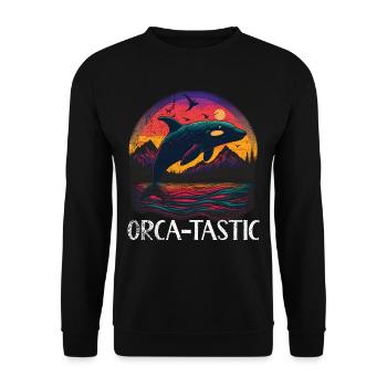 Killerwal Schwertwal Wale beobachten Orca Wal - Unisex Pullover - Schwarz - Vorne - Alina (178cm) & Michal (187cm)