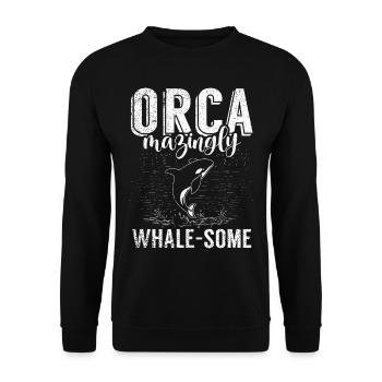 Killerwal Schwertwal Wale beobachten Orca Wal - Unisex Pullover - Schwarz - Vorne - Alina (178cm) & Michal (187cm)