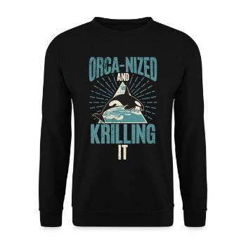 Killerwal Schwertwal Wale beobachten Orca Wal - Unisex Pullover - Schwarz - Vorne - Alina (178cm) & Michal (187cm)