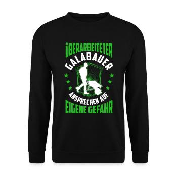 Überarbeiteter Galabauer Gartenbau Galabau - Unisex Pullover - Schwarz - Vorne - Alina (178cm) & Michal (187cm)
