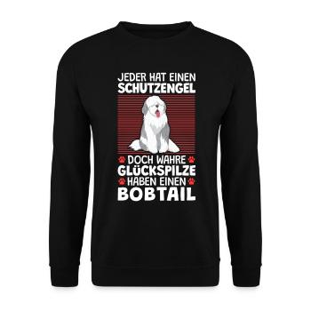Bobtail ist mein Schutzengel Altenglischer Bobtail - Unisex Pullover - Schwarz - Vorne - Alina (178cm) & Michal (187cm)