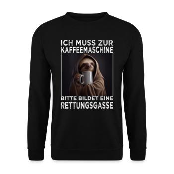Morgenmuffel & Kaffee Sprüche für Arbeitskollegen - Unisex Pullover - Schwarz - Vorne - Alina (178cm) & Michal (187cm)