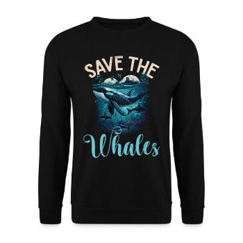 Killerwal Schwertwal Wale beobachten Orca Wal - Unisex Pullover - Schwarz - Vorne - Alina (178cm) & Michal (187cm)